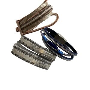 Elegant Women's Multi-Color Leather Wrap Bracelet Set